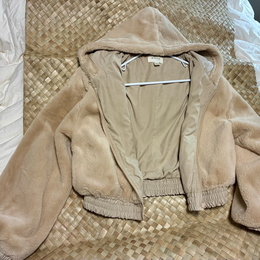 HYFVE Cream Teddy Jacket with Hood